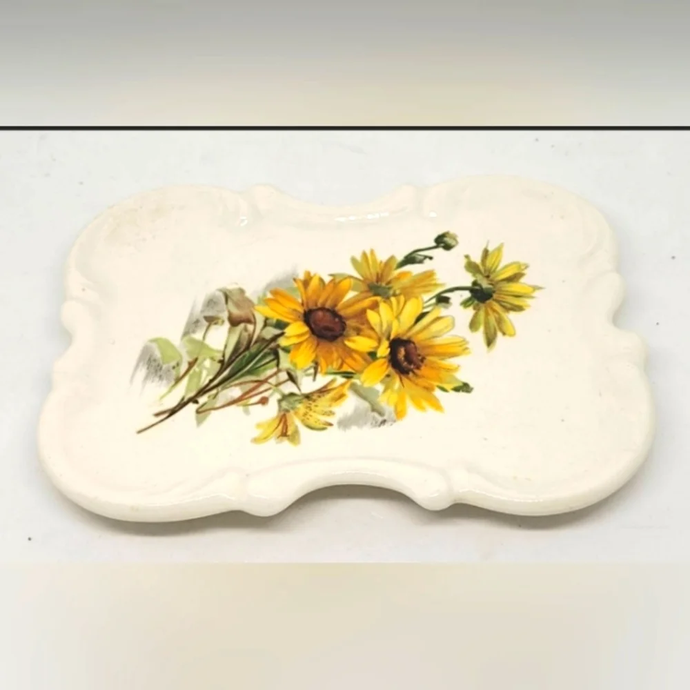 Vintage soap dish, soap dish, wild flower daisy, bathroom, Limoges, bathroom dec